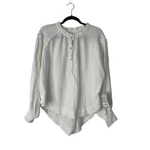 We The Free People Top Size XS White Ivory Boho Beach Day Pullover Cottagecore